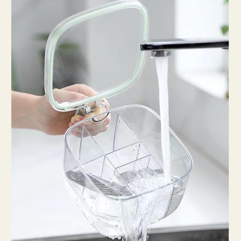 Kuchyňská dóza na koření Utěsněná dóza na ochucovadlo s páskou odolná proti vlhkosti se čtyřmi přihrádkami Nádrž na ochucovadlo lisovacího typu