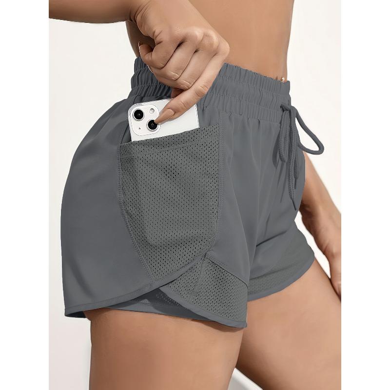

Women S Quick-Dry Yoga Shorts with Pocket | Loose, Non-See-Through, Medium Stretch Fabric, Grey, Fitness and Casual Dual-Use, Side Pocket Shorts XL