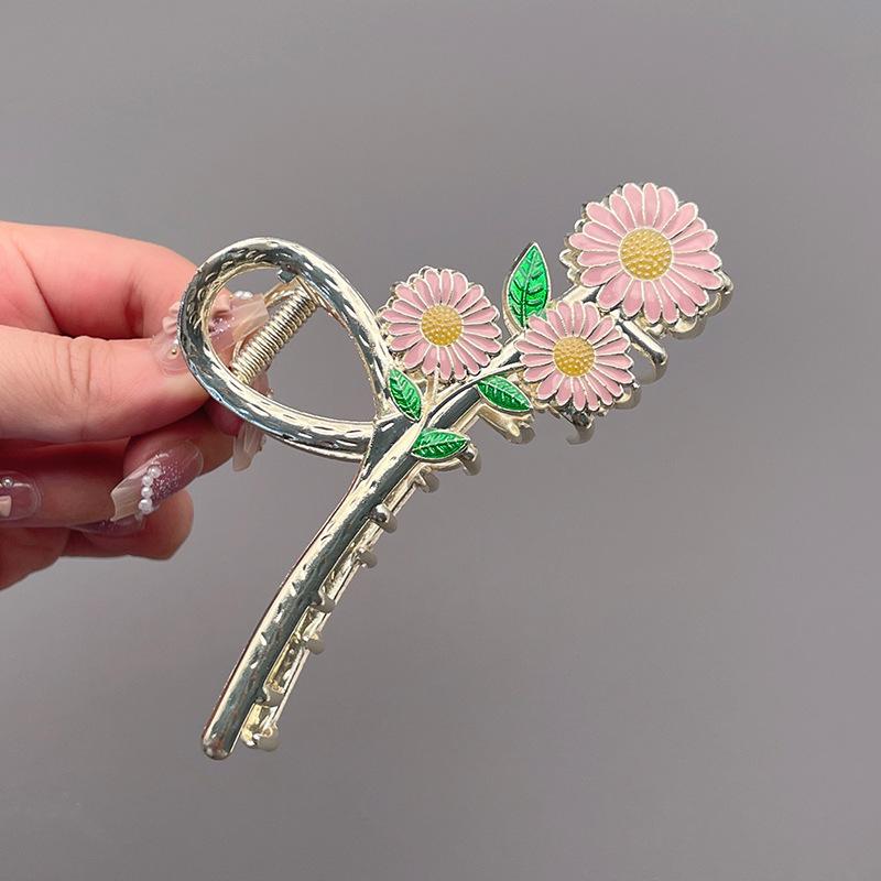 Stilig Fresh Temperament Oil Drop Floral Metal Shark Hair Clip