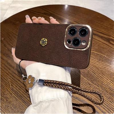 Di lusso Cratere Lunare 3D Camelia Cinturino In Pelle Cassa Del Telefono Per il iPhone 15 14 13 12 11 Pro Max Plus + X XS XR Caduta Resistente Allo Sporcizia