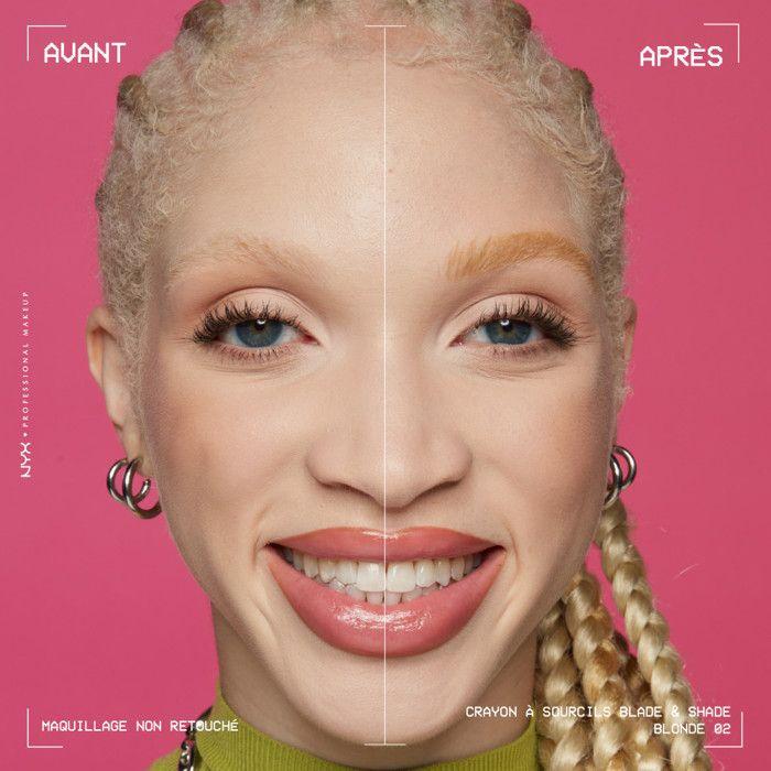 NYX Professional Makeup Blade & Shade, Crayon Sourcils Double Embout, Tenue Jusqu'à 16h, Blonde