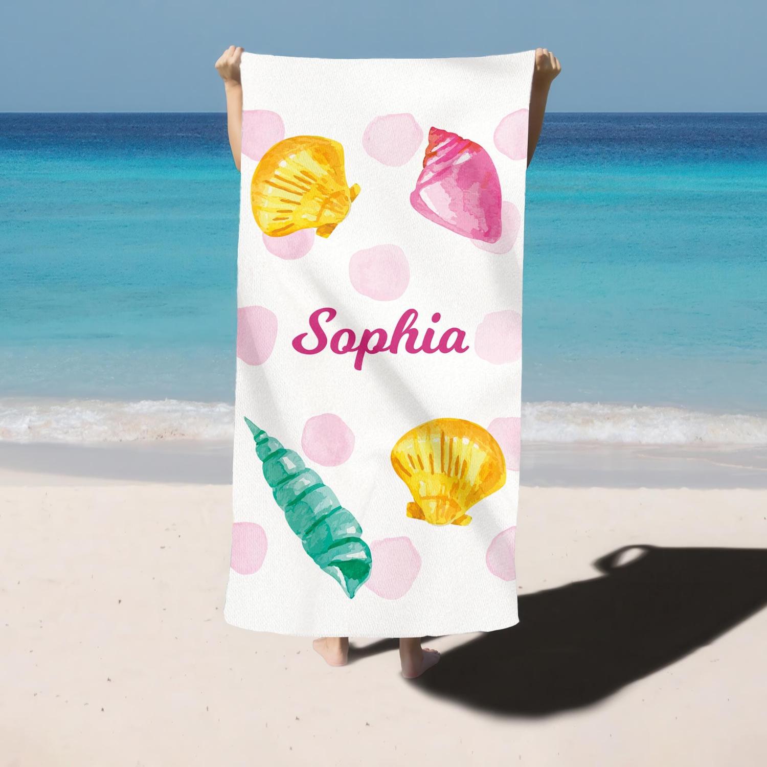 

Towel, Seashells & Polka Dots Beach Towel, Bachelorette Favor, Beach Towel, Bridesmaid Gift, Bridal Shower Gift,pri W30*H60(CM)