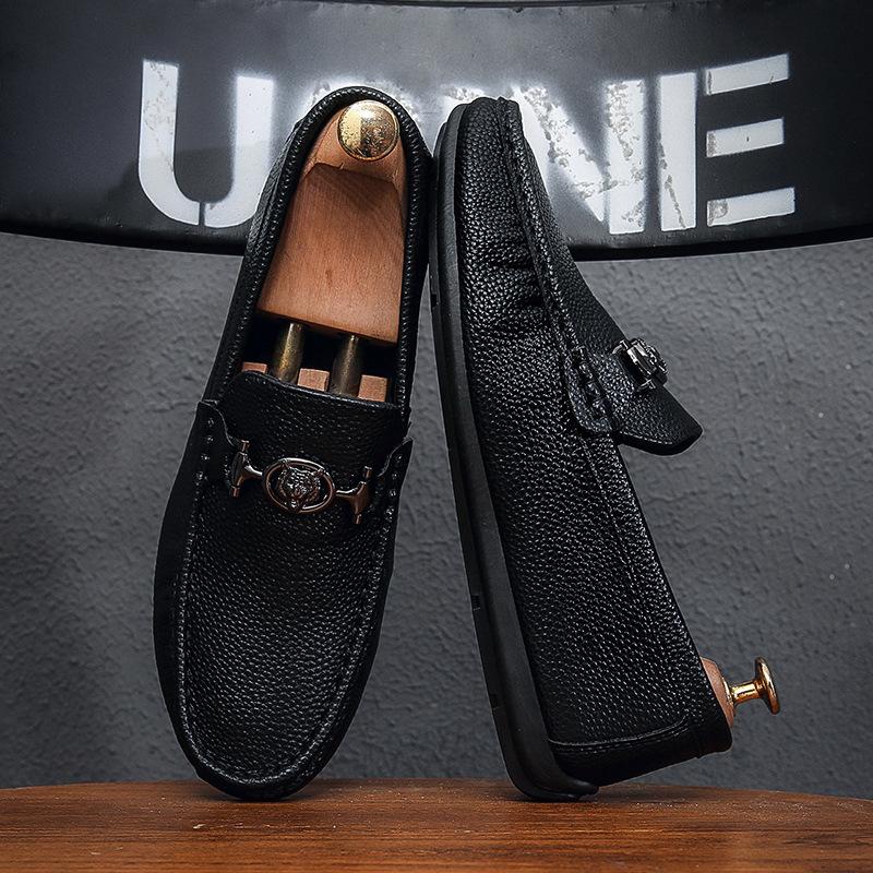 Autumn one-pedal social Doudou shoes men's Korean version versatile British casual leather shoes men's trendy shoes can be