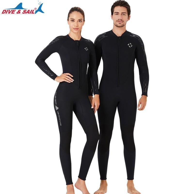 3MM Diving Suit Men's One-piece Long-sleeved Trousers Velvet Thermal Women's Surfing Jellyfish