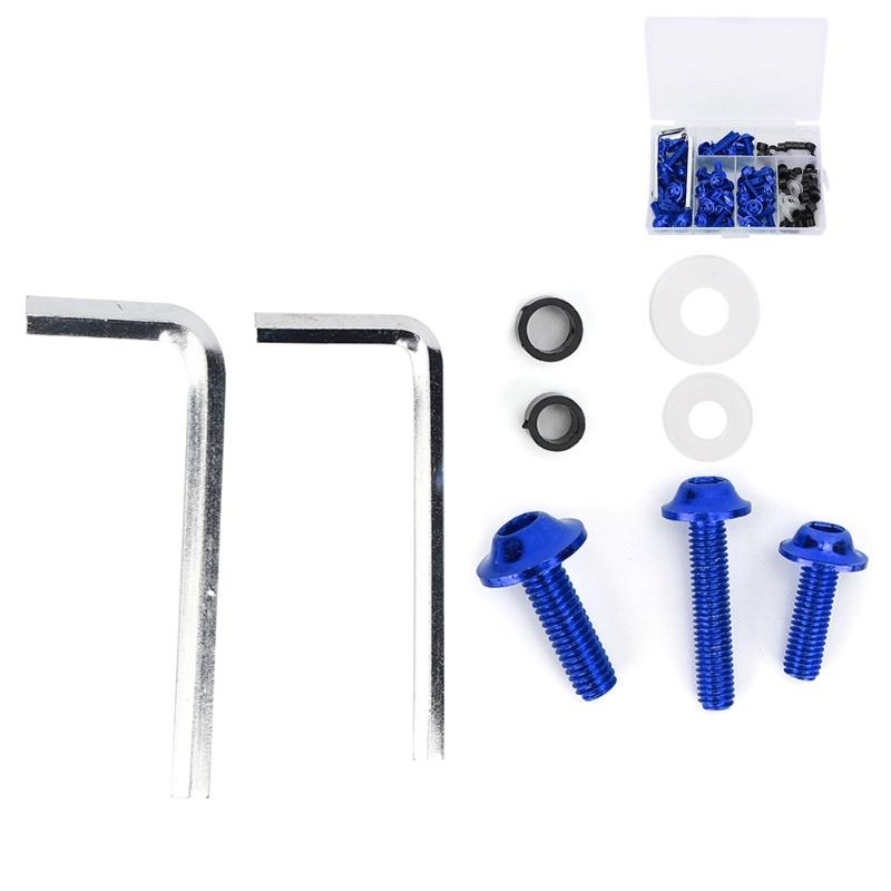 158Pcs/Set Universal Fairing Bolts Gasket Wrench Kit Motorcycle AccessoryBlue