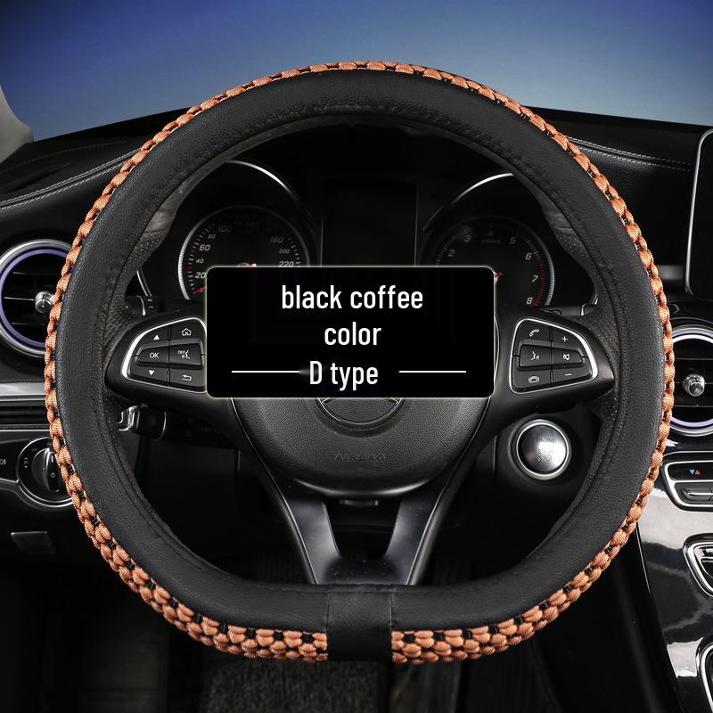 Ice Silk Universal Car Steering Wheel Cover - Non-Slip, Wear-Resistant, Sweat-Absorbent, Suitable for All Seasons and Small Cars