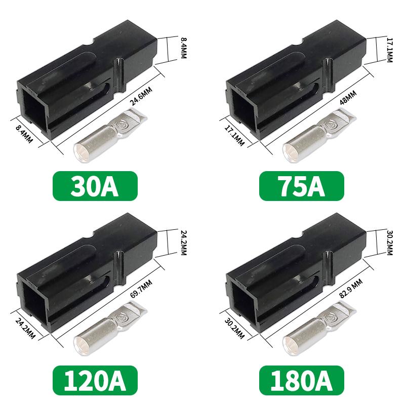 

10/20/100Pcs Single Pole Plug 30a/75a/120a/180a Electric Plug Battery Forklift High Current Connector PP 10 PCS&30A чорний