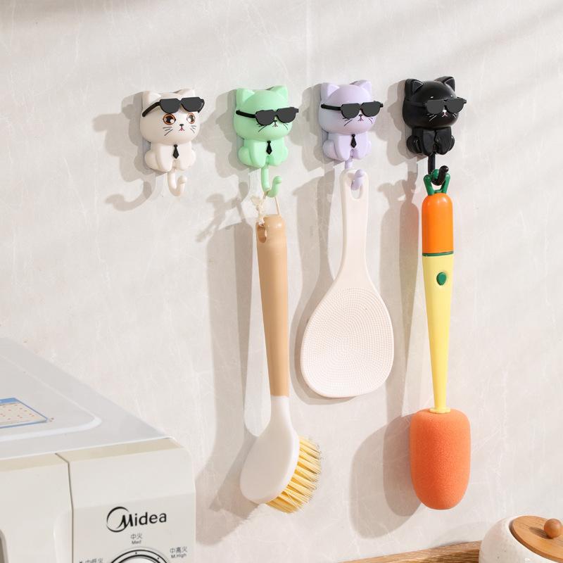 1pcs Kitten Hooks Cartoon Cats Gravities Induction Decorative Hooks Storage Racks for Keys Umbrellas Towels Adhesive Hooks
