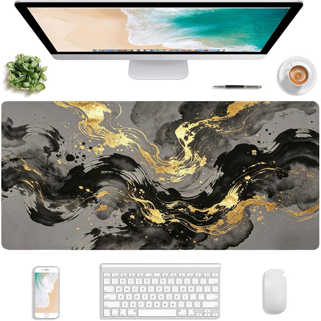 Black Gold Textured Mouse Pad Notebook Ip Computer Office Game Non-slip Rubber New Large Table Mat