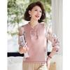 Pa Si Te Women's New Chinese Style Floral Print Faux Two-Piece Top