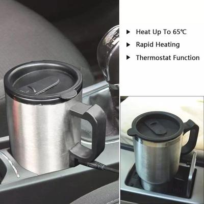 300/450ML12V 24V Electric Heating Car Kettle Water Coffee Milk Thermal Mug Camping Travel Kettle Stainless Steel Vehicle Heating