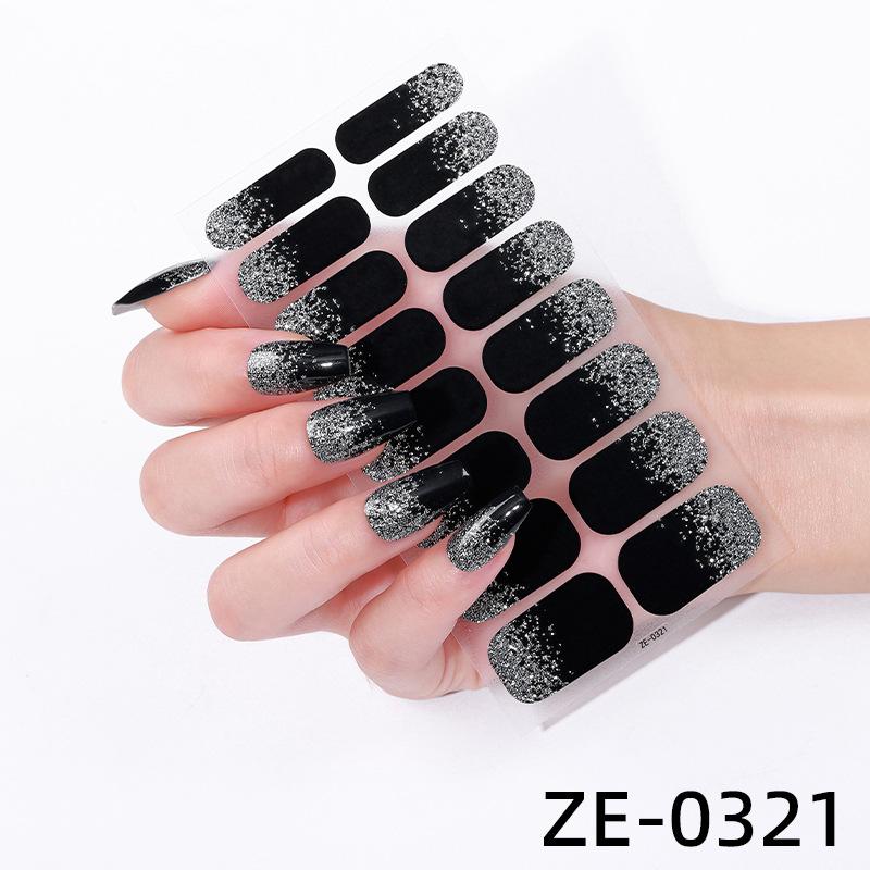 Neue einfarbige Glitzer-Nagelsticker, 16-Finger-Bestseller-Nagelsticker auf Amazon, Vollabdeckung.