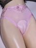 Sexy Men Lace 3D U Convex Pouch G-string Sheer See Through Sissy Briefs Breathable Thong Candy Color Gay Wear Plus Size