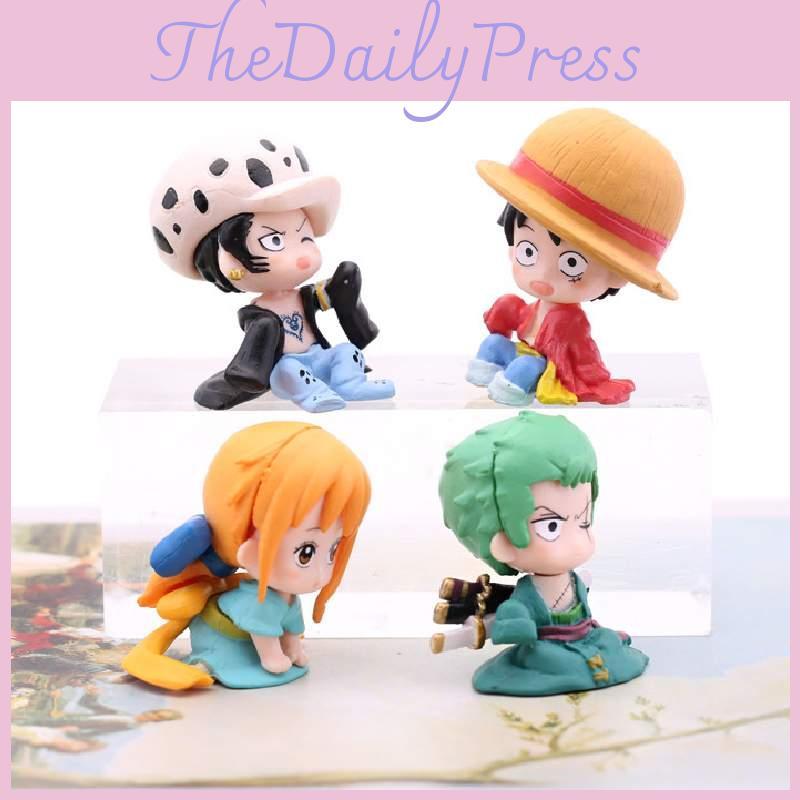 Autentiske One Piece Q-versjonsfigurer Luffy, Zoro, Nami og Law Bedårende Anime-karakterer