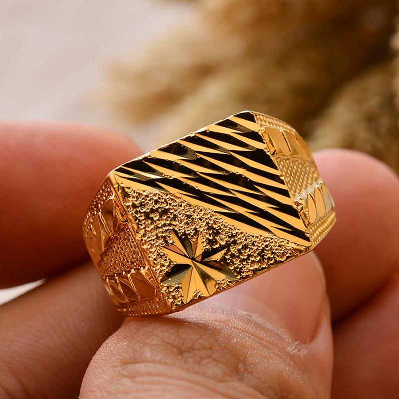 

Dubai Middle Eastern Gold Color Rings For Men Weddings Ring Engagements Flower and Gifts 9
