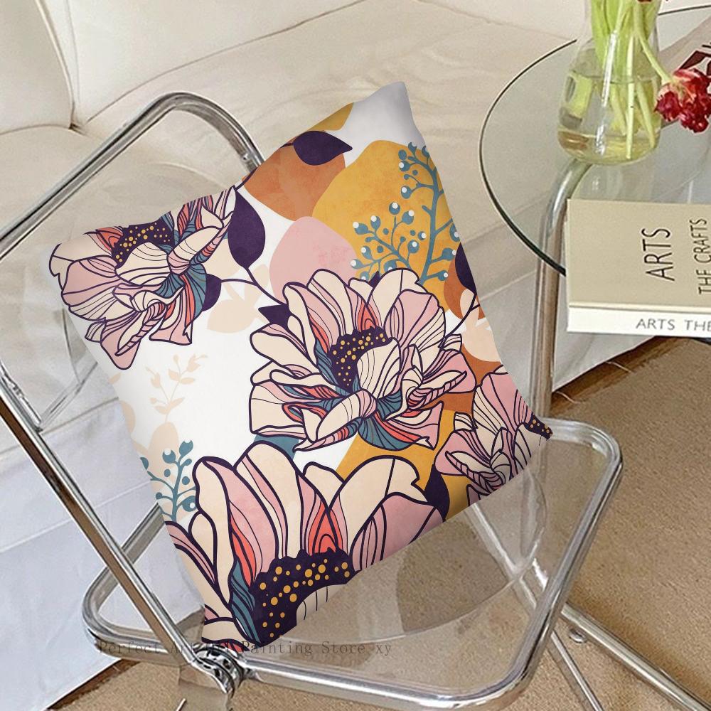 Colorful Flowers Pillow Case Square Pillow Bedroom Sofa Leisure Comfort Cushion Car Living Room Home Decoration 40X40