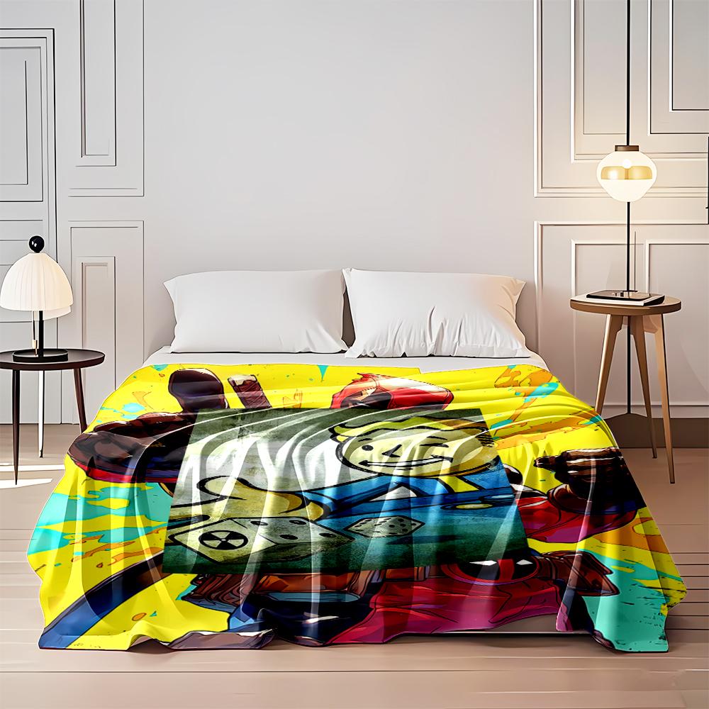 Fallout Vault Boy Dice Game Style Artwork Blanket Flannel blanket for bedroom, living room, sofa, and nap sofas.