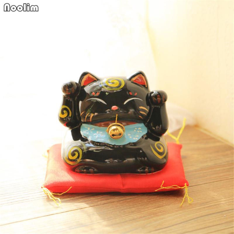

Керамическая копилка «Счастливый кот» – Фарфоровая фигурка кота удачи NOOLIM для домашнего декора и подарка по фэн-шуй чёрный