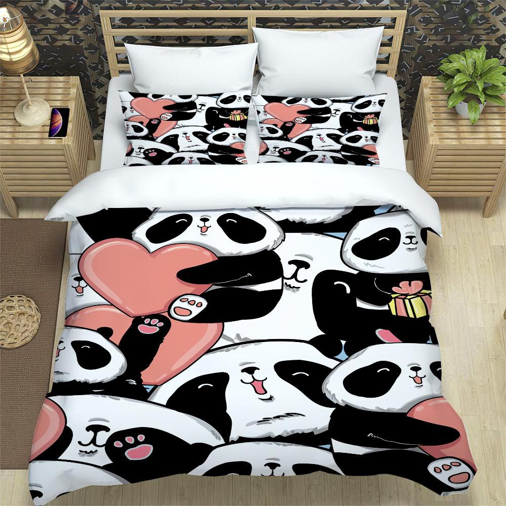 Cartoon animal quilt cover, home textile, sanded cloth three-piece set 3D printing