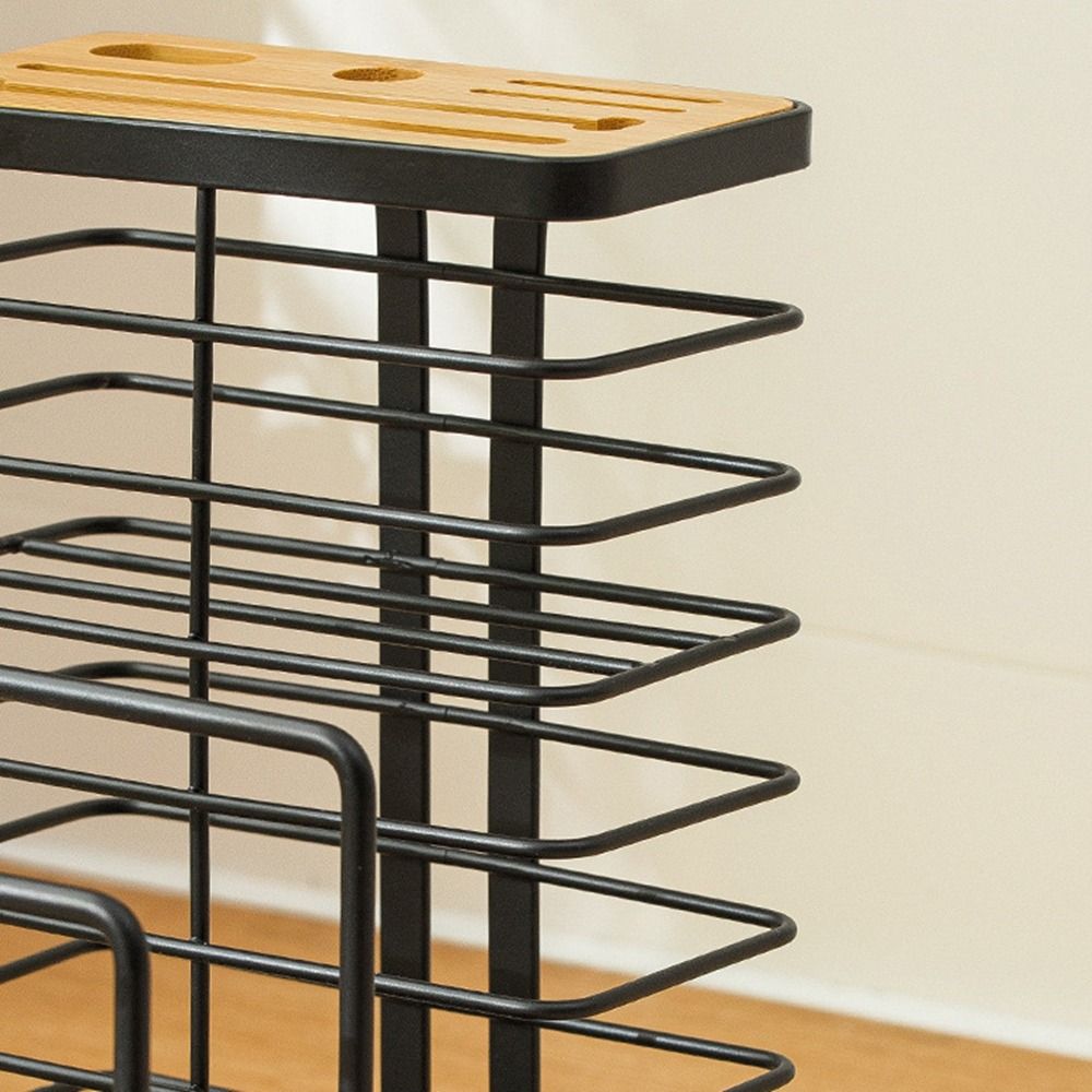 Large Capacity Cutlery Inserted Block Storage Tank Black/White Pot Cover Stand  for Kitchen