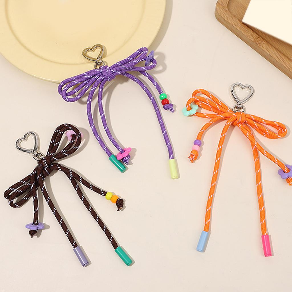 Stylish Candy Color Braided Bowknot Keyring Nylon Weaving Rope Keychain Phone Accessories for Student and Trendsetters