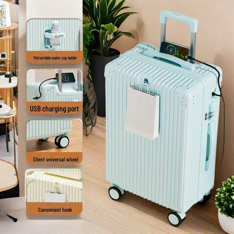 Front Hook Trolley Luggage Case for Students, Large Capacity Travel Case, Secure Men's Password Suitcase