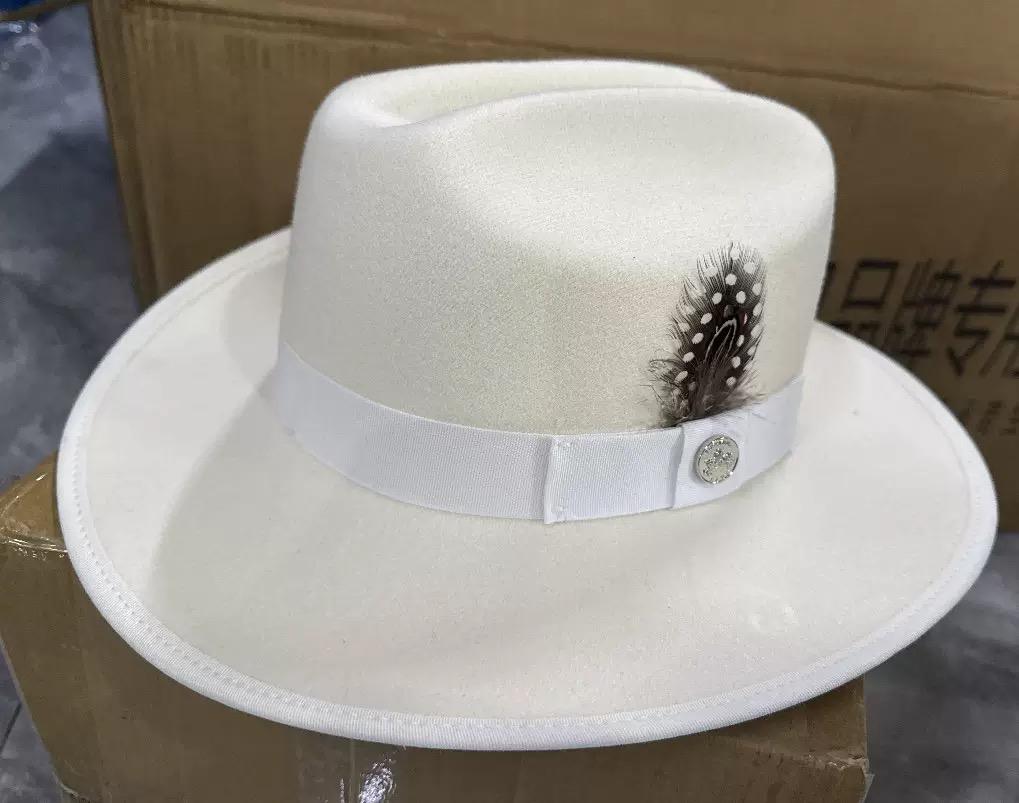 Vintage British Style Felt Fedora Hat for Men Classic Retro Knight Wool Trilby Cap Gentleman Dress Formal