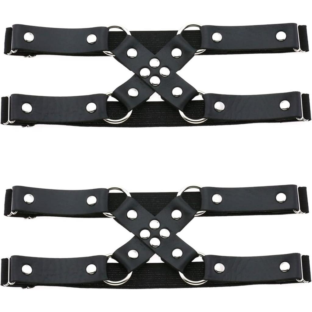Verstellbarer Bein-Strumpfhaltergürtel, Elastische Punk-Kreuz-Oberschenkelstrumpfhalter für Damen, 1 Paar