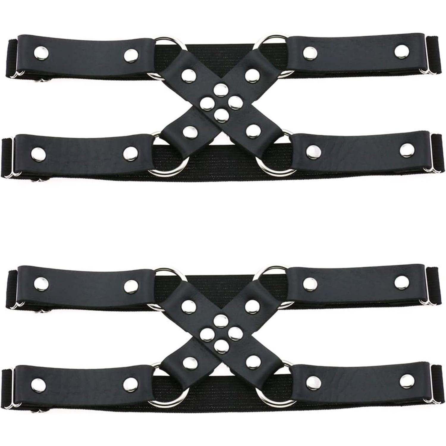 Adjustable Leg Garter Belt, Elastic Punk Cross Thigh Garters for Women, 1 Pair чёрный