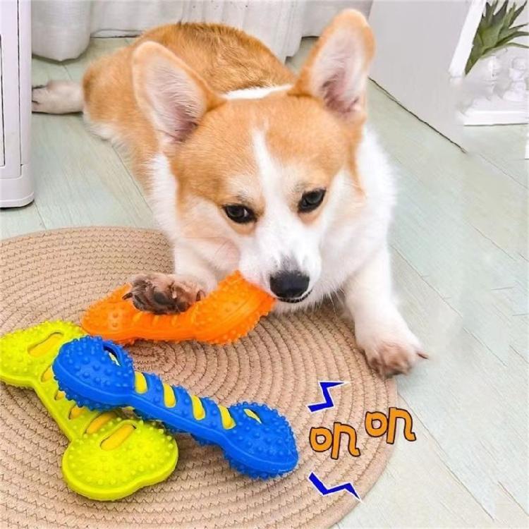 Squeaky Dog Chew Toy Dog Teeth Cleaning Toy for Training,Playing,Chewing Toughs Durable Dogs Bone for Teeth Cleaning