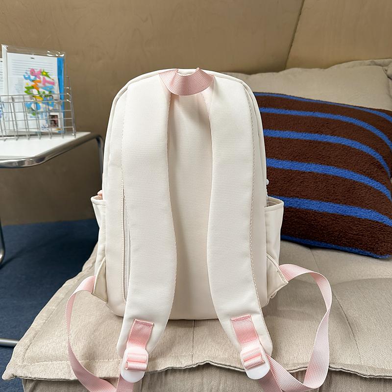 Student Schoolbag Women's Nylon Backpack Lightweight Solid Color Backpack Travel Bag