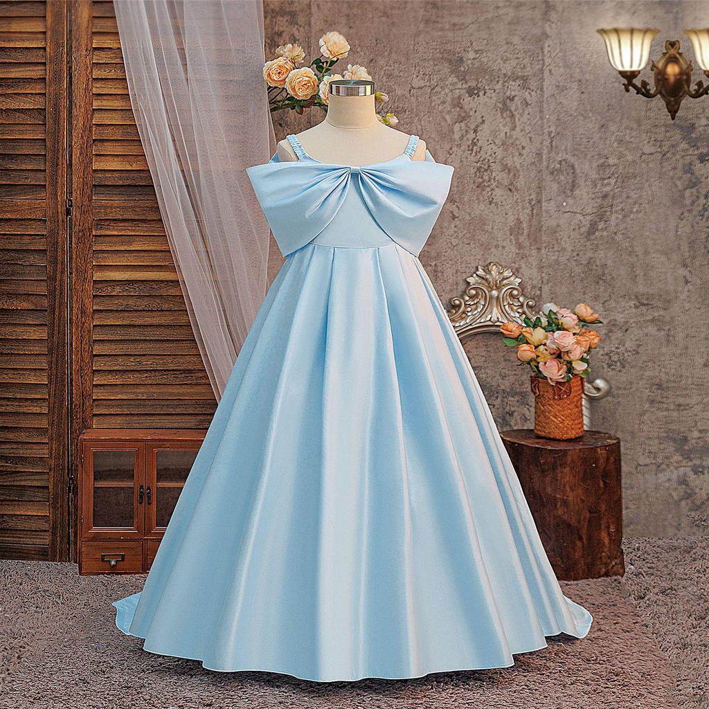 Biała sukienka ślubna dla małej księżniczki, druhenki, z trenem i puszystą spódnicą, na sesje zdjęciowe, scenę i wydarzenia wieczorowe