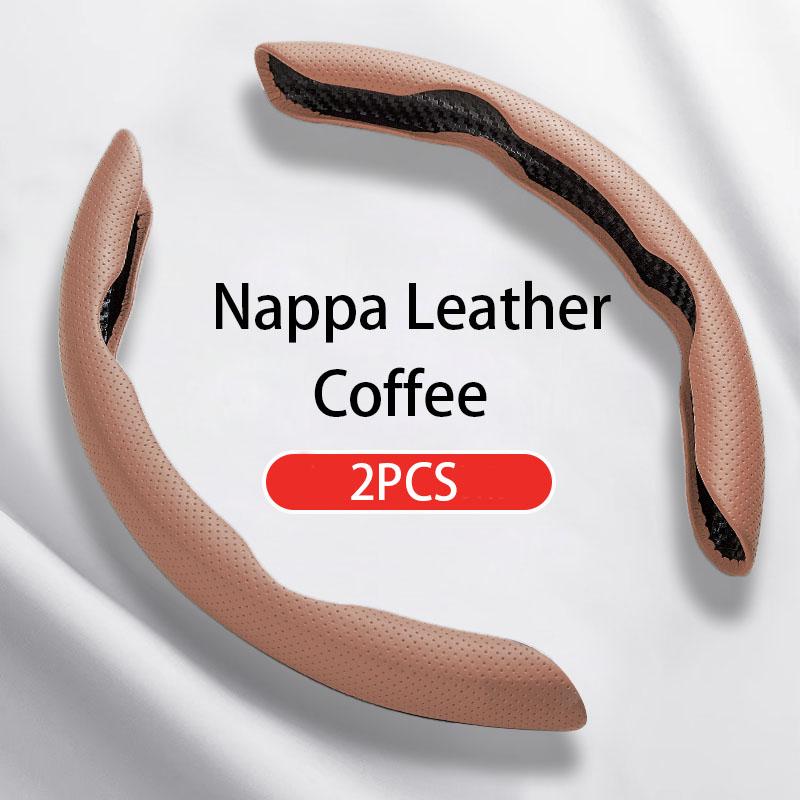 Hot Selling Universal Anti-Slip Sweat-Absorbing Flat-Mouth Design Nappa Leather Car Handle Wheel Cover Car Steering Wheel Cover
