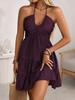 2026 Summer European & American Style Women's Spaghetti Strap Ruffle Patchwork Sexy Off-the-Shoulder Dress