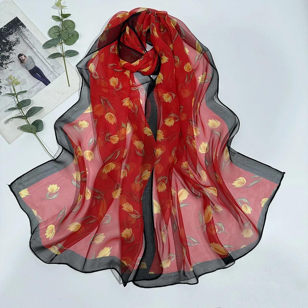 1Pcs Chiffon Georgette Silk Scarf Elegant Bandana Scarf Durable Headband Shawl Summer Beach
