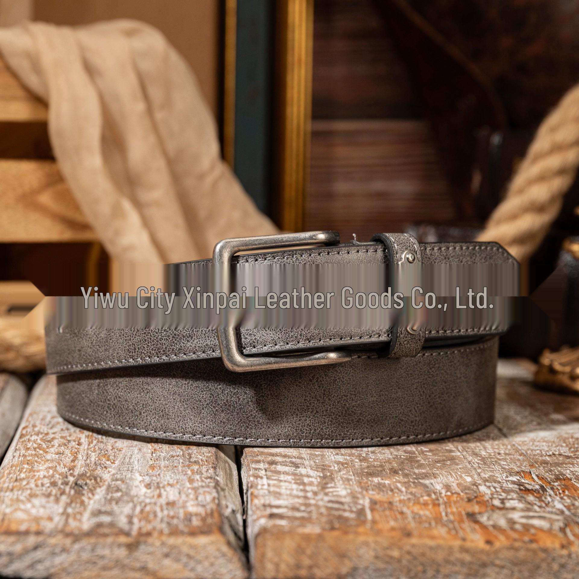 Retro Tail Arc Square Pin Buckle PU Leather Belt with Metal Ring 120 cm