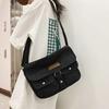 Japanese Retro Casual Canvas Bag, Large Capacity Commute Shoulder Crossbody Bag, College Style Men's and Women's Tote Bags