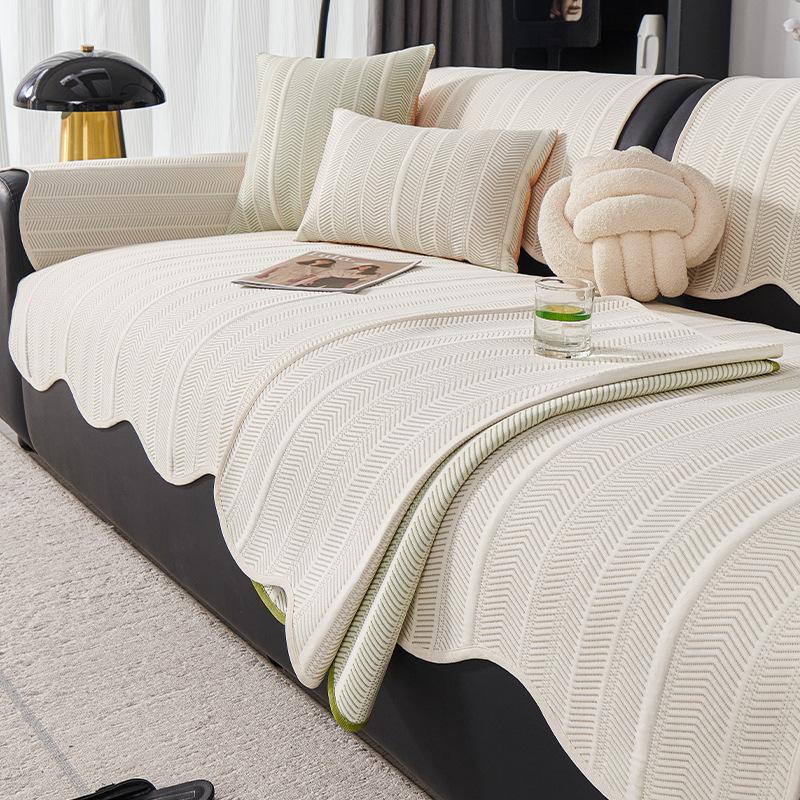 

Modern Minimalist Cooling Beaded Sofa Cushion Non-Slip Summer Seat Cover Irregular Shape Breathable Mat Home Decor 70*120cm бежевий