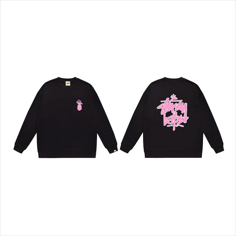 Unisex lässiger übergroßer Rundhals-Pullover mit Schriftzug-Print leichter Baumwoll-Hoodie
