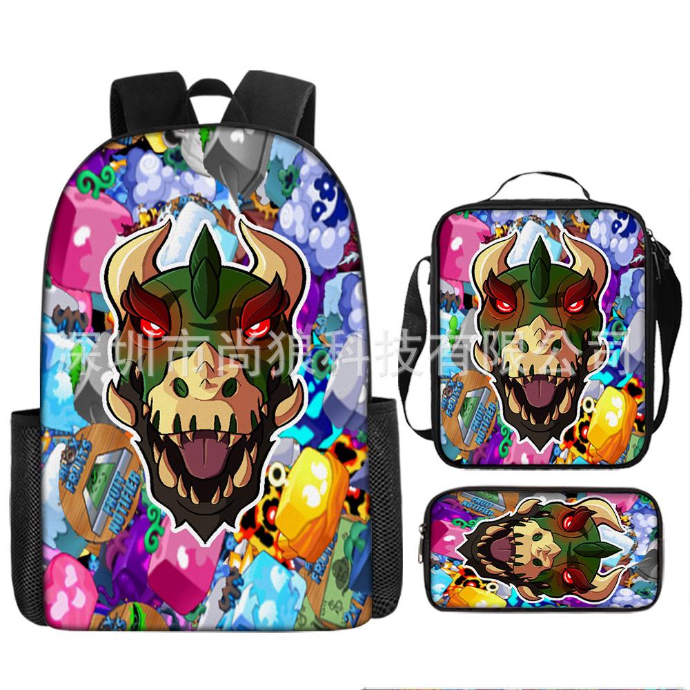 Large Capacity Schoolbag with Shoulder Strap; Student Three-piece Pencil Case Set