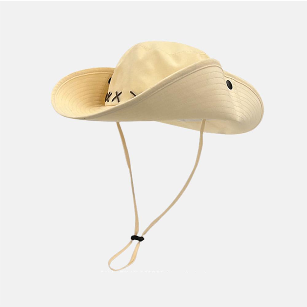 Vintage Women Bohemian Cowboy Hat Women Beach Sunscreen Hat Western Style Large Brim Bucket Hat Foldable Cowboy Caps