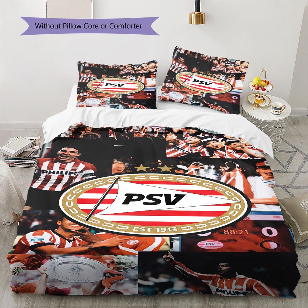 PSV Eindhoven Player Pattern Bedding Home Decoration Birthday Gift ( 1 duvet cover + 2 pillowcase, without core),fan merchandise.