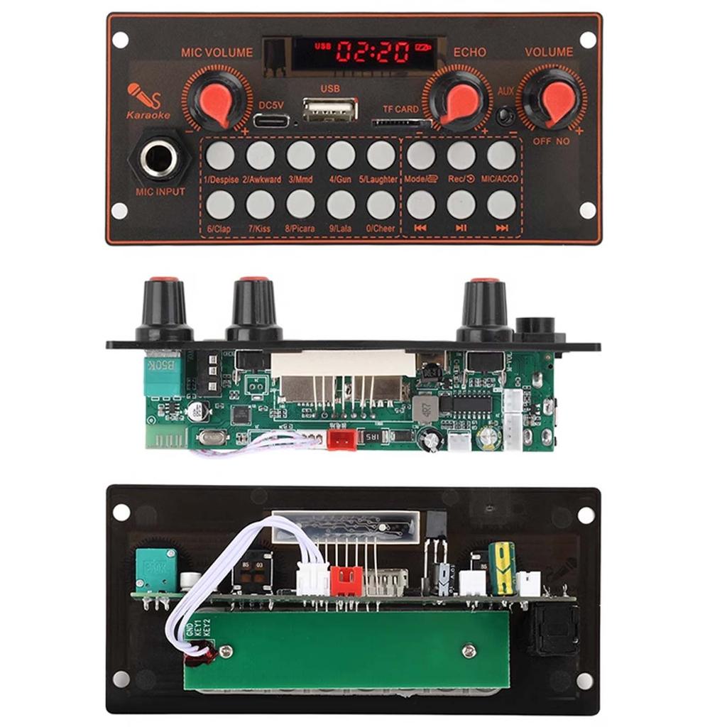 DC5V Bluetooth MP3 Decoder Amplifier Board with Microphone Function 2*10W Power Dual Channel Lossless Functional Audio