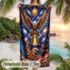 American Patriotic Theme Beach Towel Personalized Custom Name & Text Soft Quick Dry Beach Towel for Swimming Travel