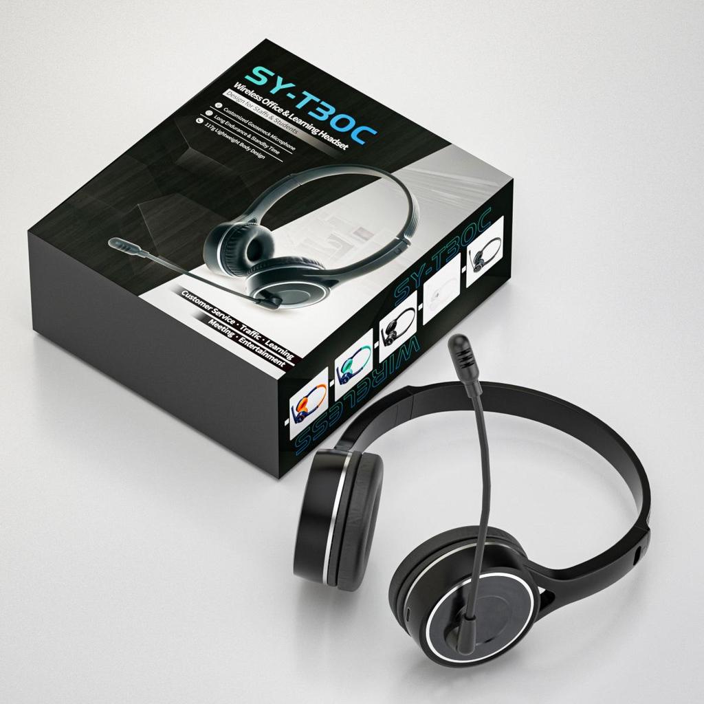 Noise-Canceling Over-Ear Telephone Headset with Microphone for Telesales Agents