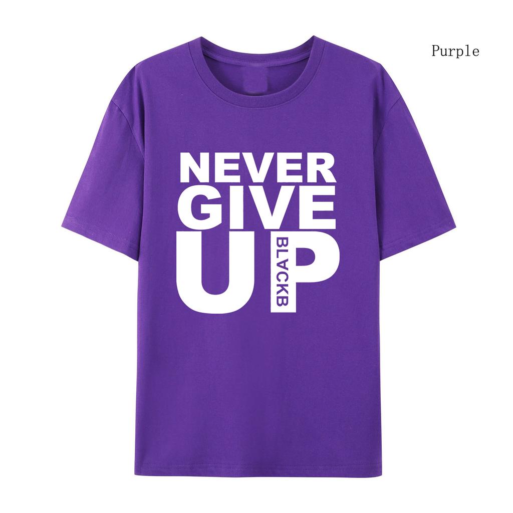 Autumn Winter Men T-shirt Tracksuit Never Give Up 100% Cotton Printed Round Neck High-quality Casual Fitness Street T-shirt