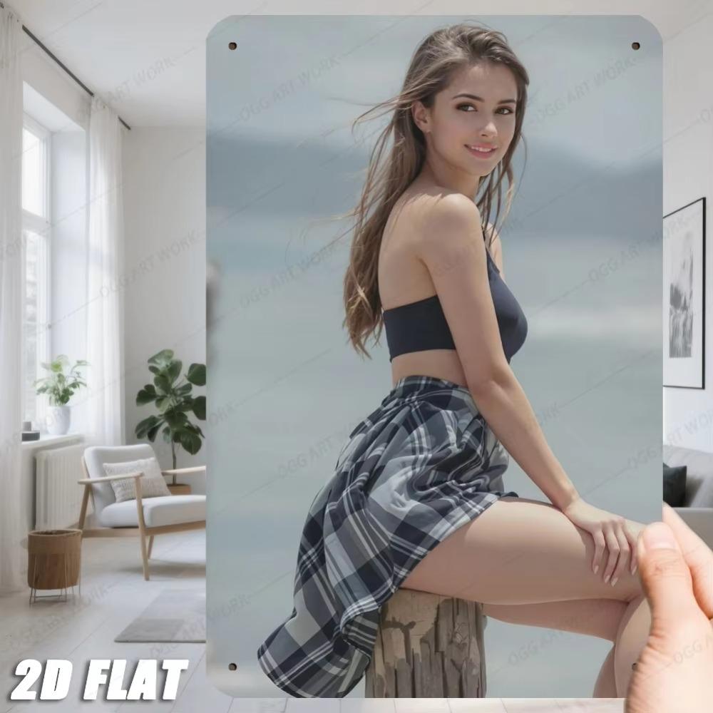 Винтажное пляжное металлическое настенное искусство Прибрежный декор 8x12 Ретро жестяная табличка 20x30cm армия зеленый