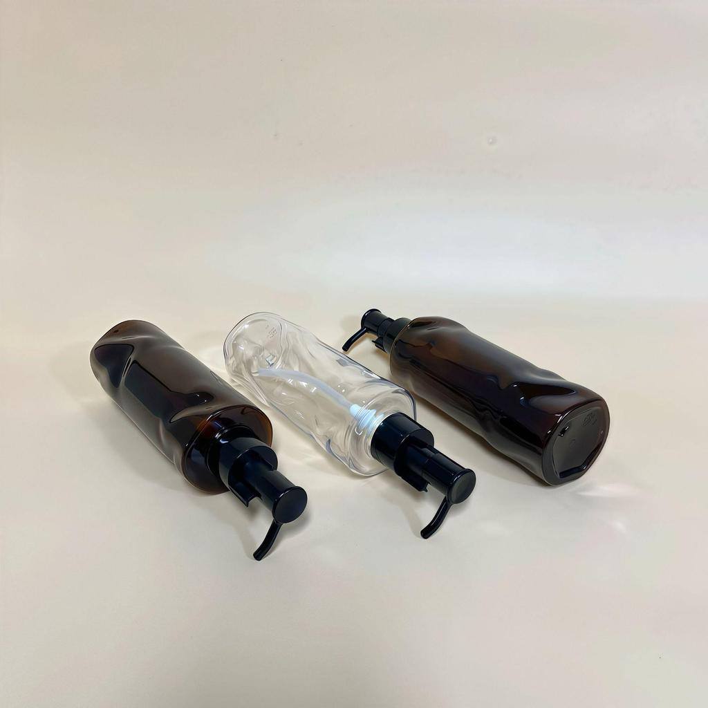 200ml Translucent Brown PET Plastic Bottle for Lotion, Hair Oil, Makeup Remover, or Facial Cleanser