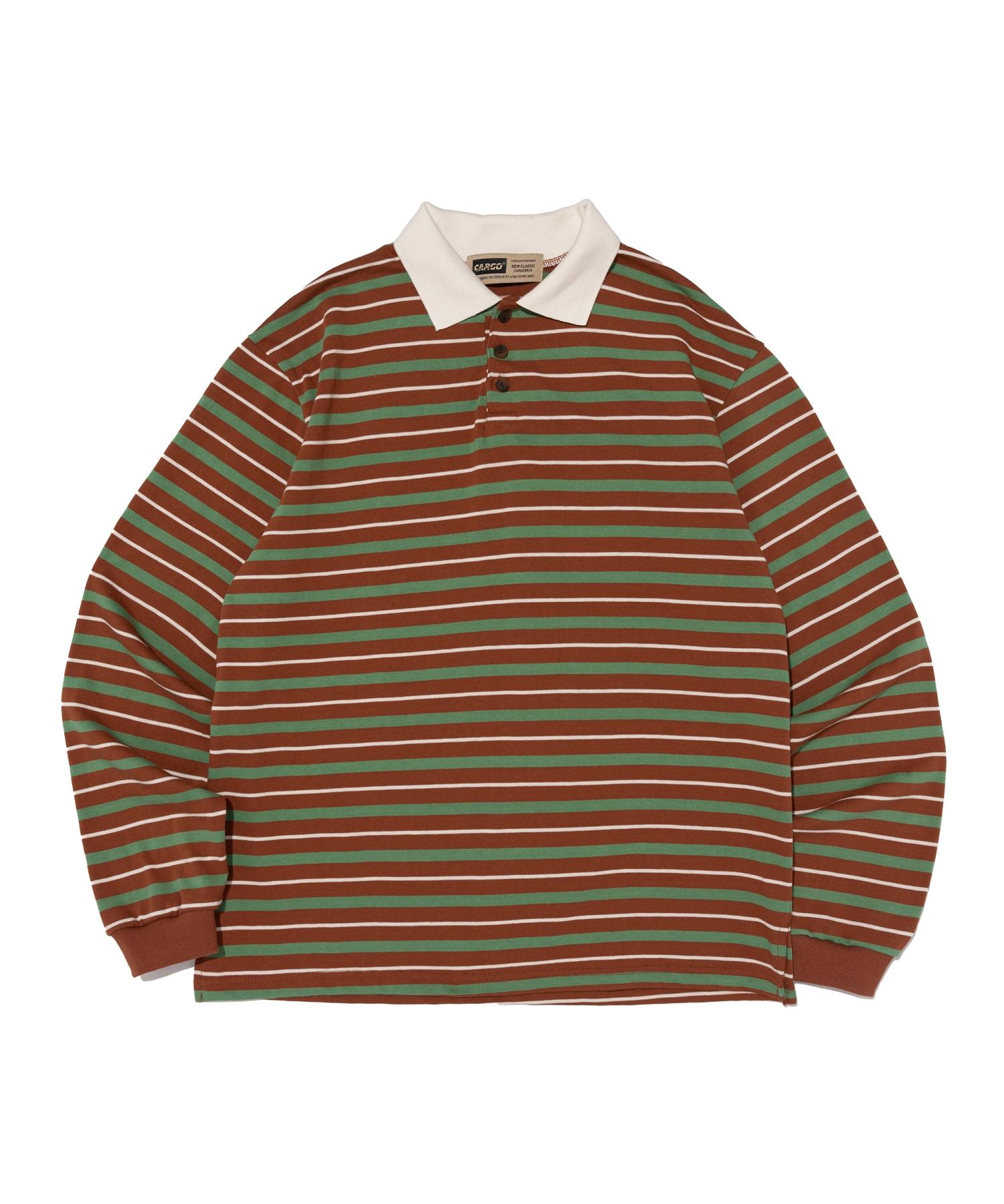Bold Stripe Rugby T-Shirt (Brown) Free