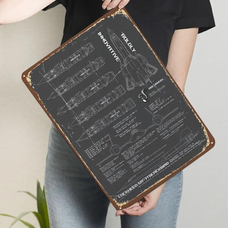 

SR71 Blackbird Жестяная табличка Плакат самолета Украшения для предметов домашнего декора Металлические таблички на заказ для украшения стен в стиле ретро 7.9x11.8In(20x30cm)